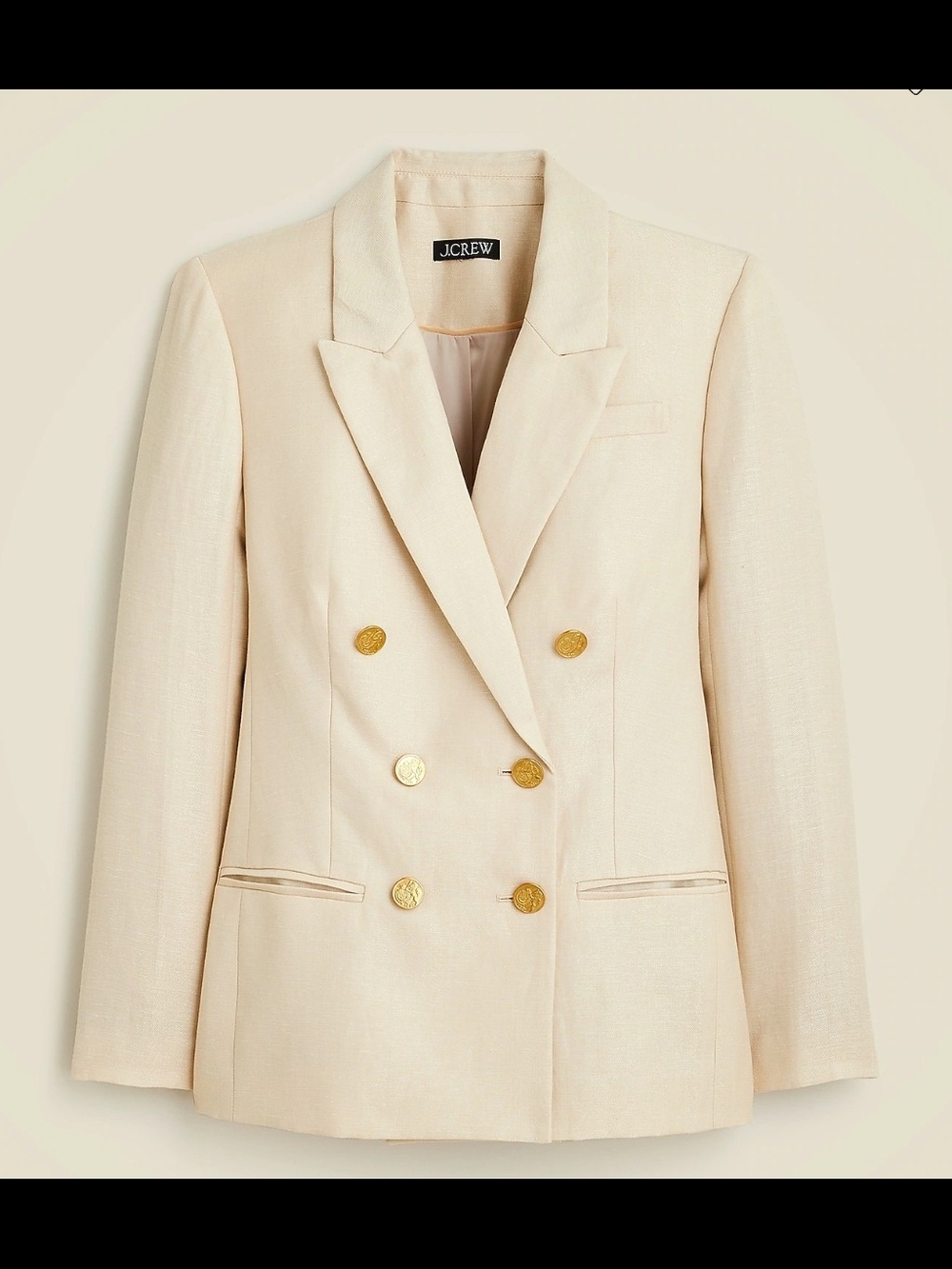 J. Crew Double-Breasted Cream Blazer with Gold Buttons